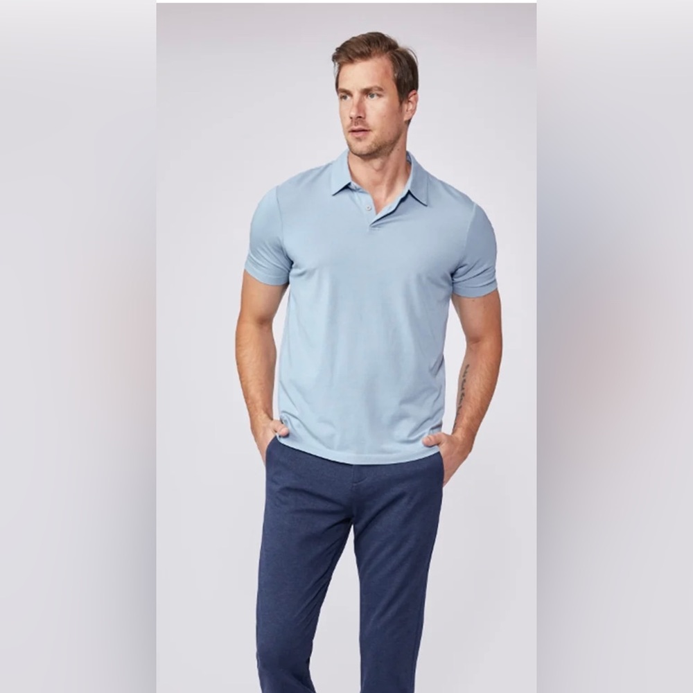 Paige denim Men’s Burke Polo Shirt Light Baby Blue Size Medium